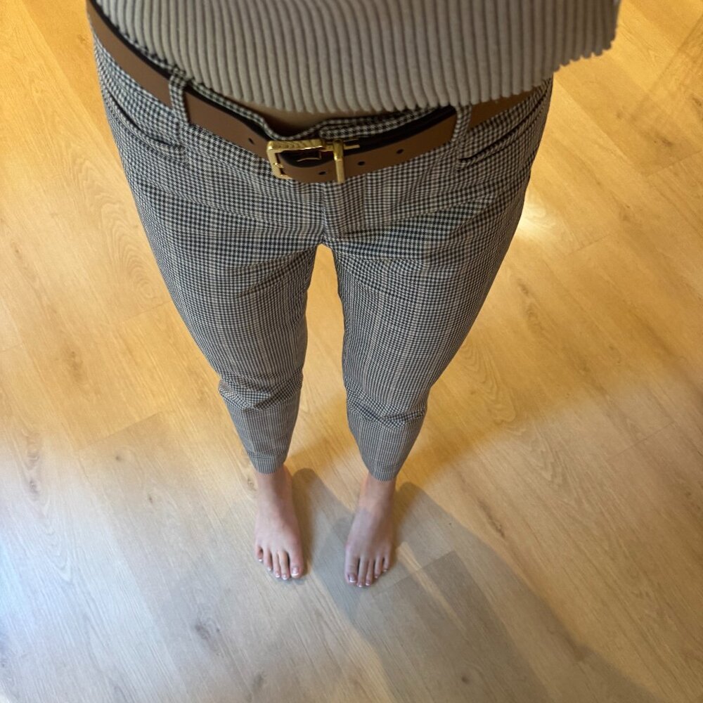 Banana Republic Size 4 Sloan beige and brown houndstooth patterned trousers
